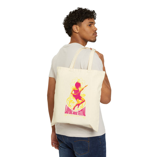 Music Festival Tote Bag — Retro Rock Guitar Cotton Canvas Tote