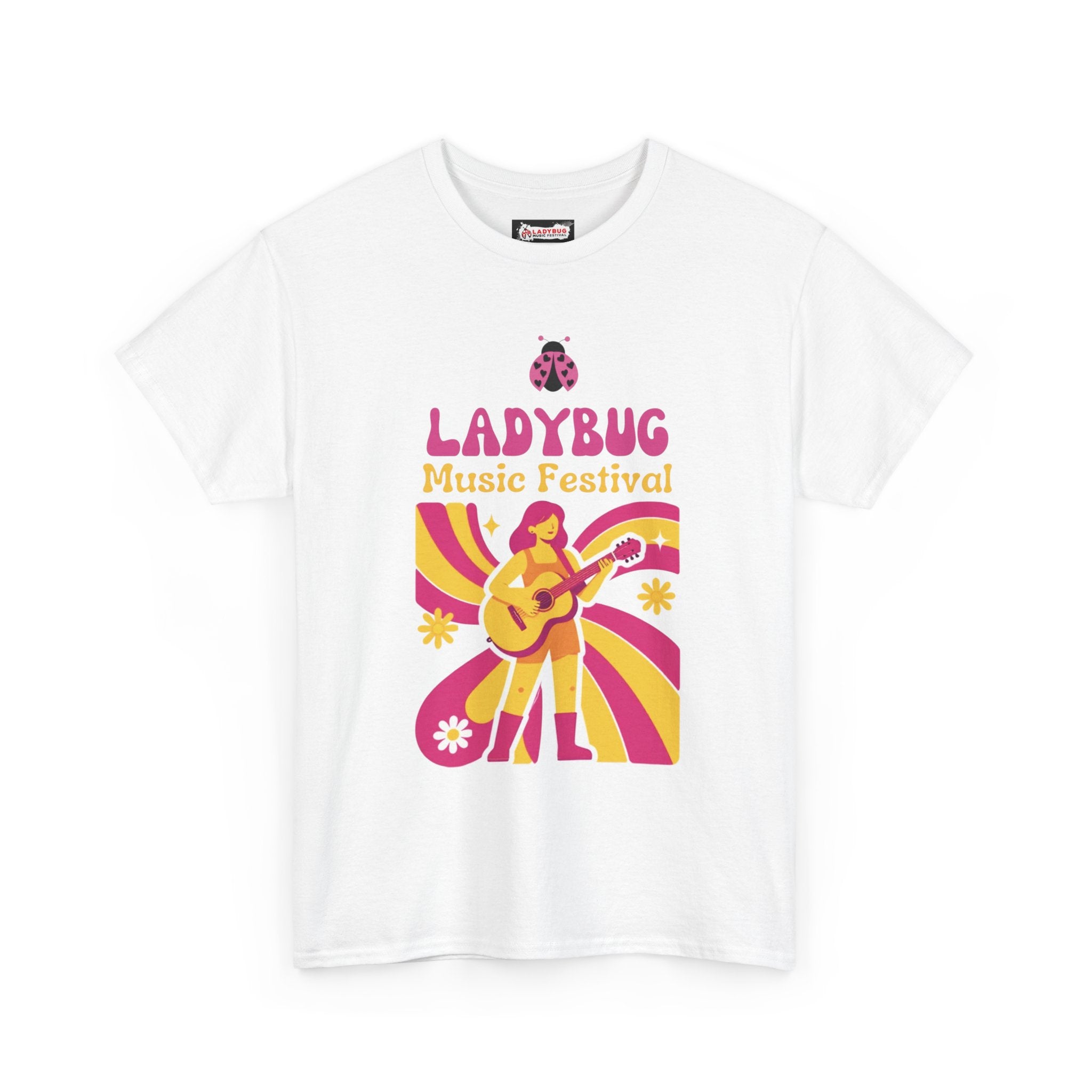 Ladybug Music Festival Tee — Retro 60s Guitar Concert Tour Shirt