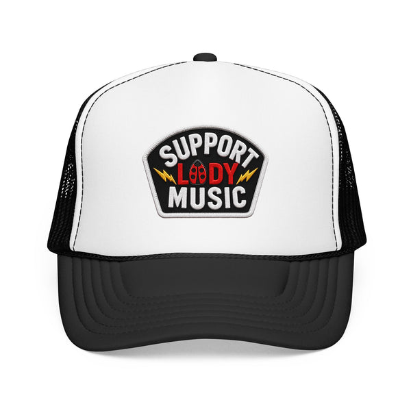 Support Lady Music Trucker Hat — Embroidered Rock Music Mesh Cap